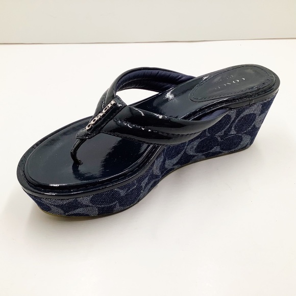 {COACH}Nella Navy Patent Wedge - Picture 8 of 15